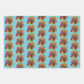 フラワーブーケフクロウ ラッピングペーパーシート (正面2)
