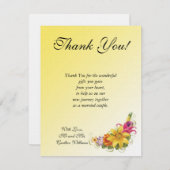フラワーブーケフラッ結婚トサンキューカード 招待状 (正面/裏面)