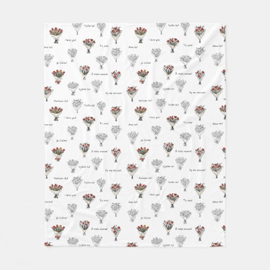 フラワーブーケフリースブランケット フリースブランケット (正面)