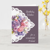 フラワーブーケフレンド誕生日 カード (黄色い花)