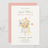 フラワーブーケブライダルシャワー 招待状 (正面/裏面)