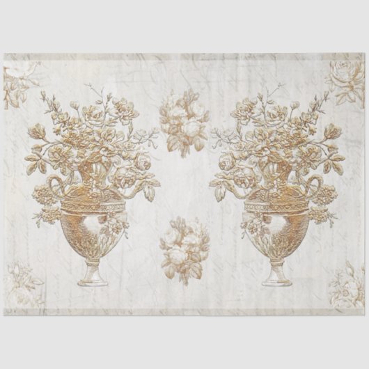 フラワーブーケヴィンテージ金ゴールドスクリプトの切り離し 薄葉紙 (正面)