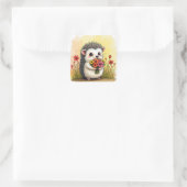 フラワーブーケ付きハリネズミ スクエアシール (バッグ)