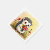 フラワーブーケ付きハリネズミ スタンダードカクテルナプキン (角)