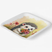 フラワーブーケ付きハリネズミ ペーパープレート (傾斜あり)