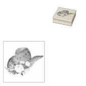 フラワーブーケ付き水彩女性のカーボーイ帽子 ラバースタンプ (押印)