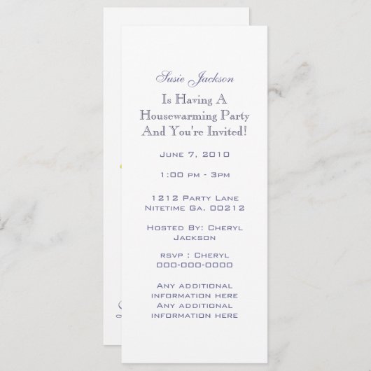 フラワーブーケ引っ越し祝いパーティーパーティの招待状 招待状 (正面/裏面)