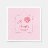 フラワーブーケ手描きブライダルシャワー スタンダードカクテルナプキン (正面)