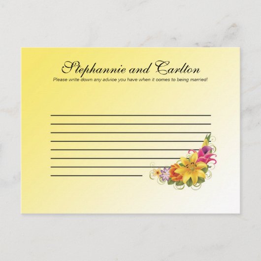 フラワーブーケ結婚の書き込み可能アドバイスカード アドバイスカード (正面)