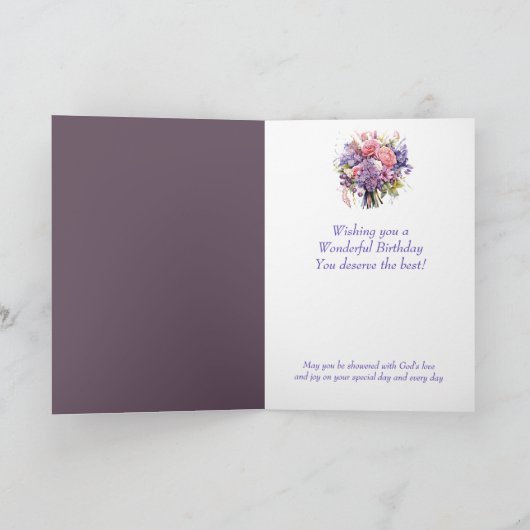 フラワーブーケ継母誕生日カード カード (内部)