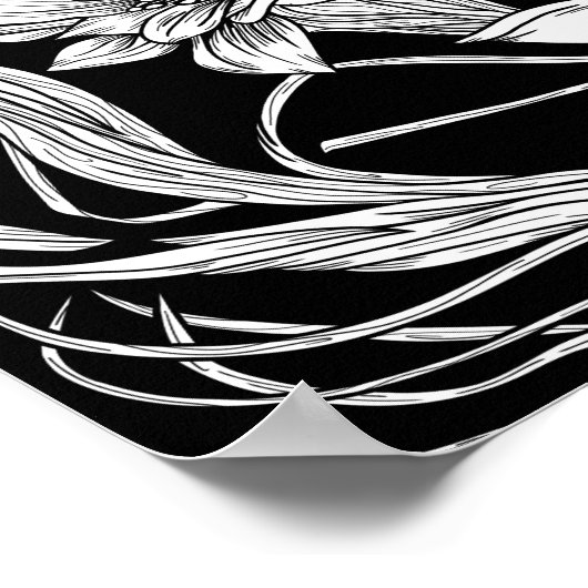 フラワーブーケ自然フローラインクカラーリングページ ポスター (角)