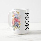 フラワーブーケ MOM 縦書き コーヒーマグカップ (正面左)