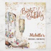 フラワーブーツとバブルリーなウェスタンカントリー ワインラベル (シングルラベル)