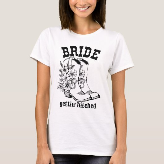 フラワーブーツ ブライド 婚約 Tシャツ (正面)