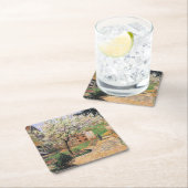 フラワープラムの木、エラグニーカミーユピサロ スクエアペーパーコースター (インサイチュ)