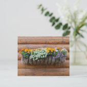 フラワープランターログキャビン ポストカード (スタンド正面)