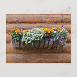 フラワープランターログキャビン ポストカード