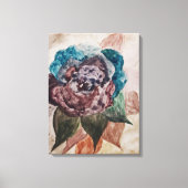 フラワープリンセスパステルネイビーブルー赤面ピンクフローラ キャンバスプリント (正面)