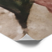 フラワープリンセスパステルネイビーブルー赤面ピンクフローラ ポスター (角)