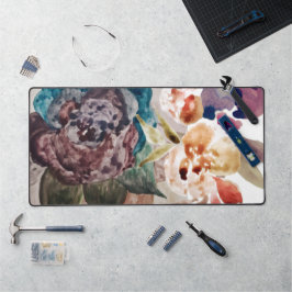 フラワープリンセス赤面ピンクパステルウォーターカラー デスクマット