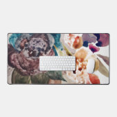 フラワープリンセス赤面ピンクパステルウォーターカラー デスクマット (キーボード&マウス)