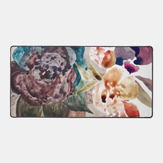 フラワープリンセス赤面ピンクパステルウォーターカラー デスクマット (正面)