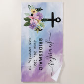 フラワープリントアンカー ブライズメイド ギフト ビーチタオル (正面)