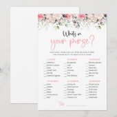 フラワープリント財布の中身ゲームカードを赤らめる 招待状 (正面/裏面)