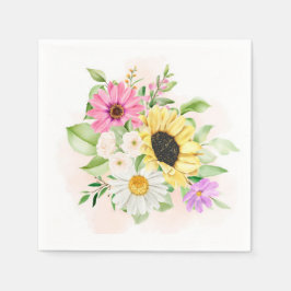 フラワープリント スタンダードカクテルナプキン