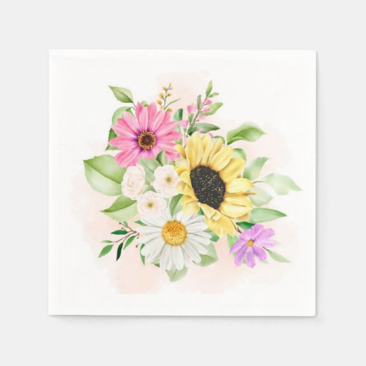 フラワープリント スタンダードカクテルナプキン (正面)