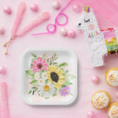 フラワープリント ペーパープレート (パーティー)