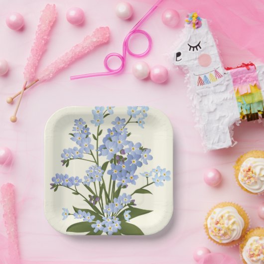 フラワープリント ペーパープレート (パーティー)