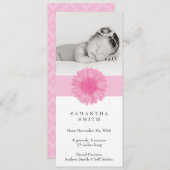 フラワーヘアバンドの誕生お知らせカード 4" x 9.25" 案内状 (正面/裏面)