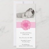 フラワーヘアバンドの誕生発表 4" x 9.25" 案内状 (正面)