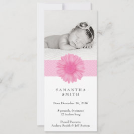 フラワーヘアバンドの誕生発表 4" x 9.25" 案内状