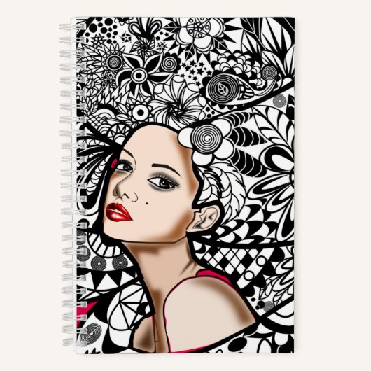 フラワーヘアレディーノート ノートブック (正面)