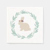 フラワーヘッドバンド絵画付きバニー スタンダードカクテルナプキン (正面)