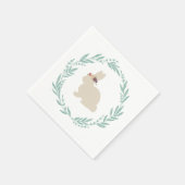 フラワーヘッドバンド絵画付きバニー スタンダードカクテルナプキン (角)