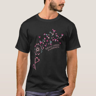 フラワーヘリボンデイジータンポポ乳癌Awa Tシャツ