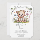 フラワーベア ウェ・キャン・ベアリー・ウェイト ベイビーシャワー 招待状 (正面)