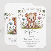 フラワーベア ウェ・キャン・ベアリー・ウェイト ベイビーシャワー 招待状 (正面/裏面)