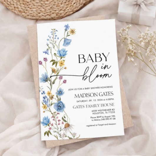 フラワーベイビーシャワーの招待状 Baby in Bloom 招待状
