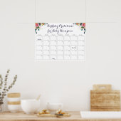 フラワーベイビーシャワーバースデー予測カレンダー ポスター (キッチン)