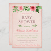 フラワーベイビーシャワー招待状 - フラワーパーティー 招待状 (正面/裏面)