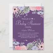 フラワーベイビーシャワー - エレガントな水彩花 招待状 (正面)