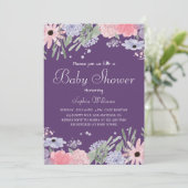 フラワーベイビーシャワー - エレガントな水彩花 招待状 (スタンド正面)