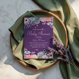 フラワーベイビーシャワー - エレガントな水彩花 招待状