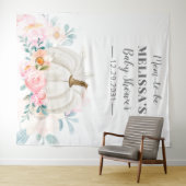 フラワーベイビーシャワー ピンクのバラ かぼちゃ ママになる人 タペストリー (インサイチュ(横))