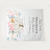 フラワーベイビーシャワー ピンクのバラ かぼちゃ ママになる人 タペストリー (正面(横))