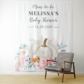 フラワーベイビーシャワー ピンクのバラ かぼちゃ ママになる人 タペストリー (インサイチュ)